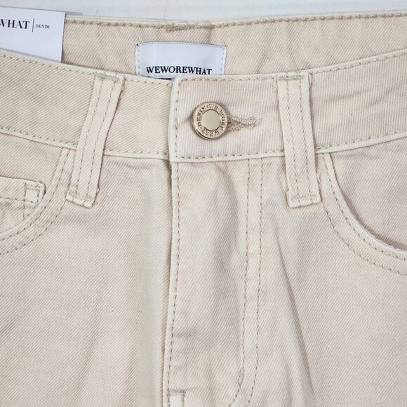 WeWoreWhat Cream Denim Cut Off Shorts NWT Size 24 Natural Revolve jean shorts - Picture 3 of 6